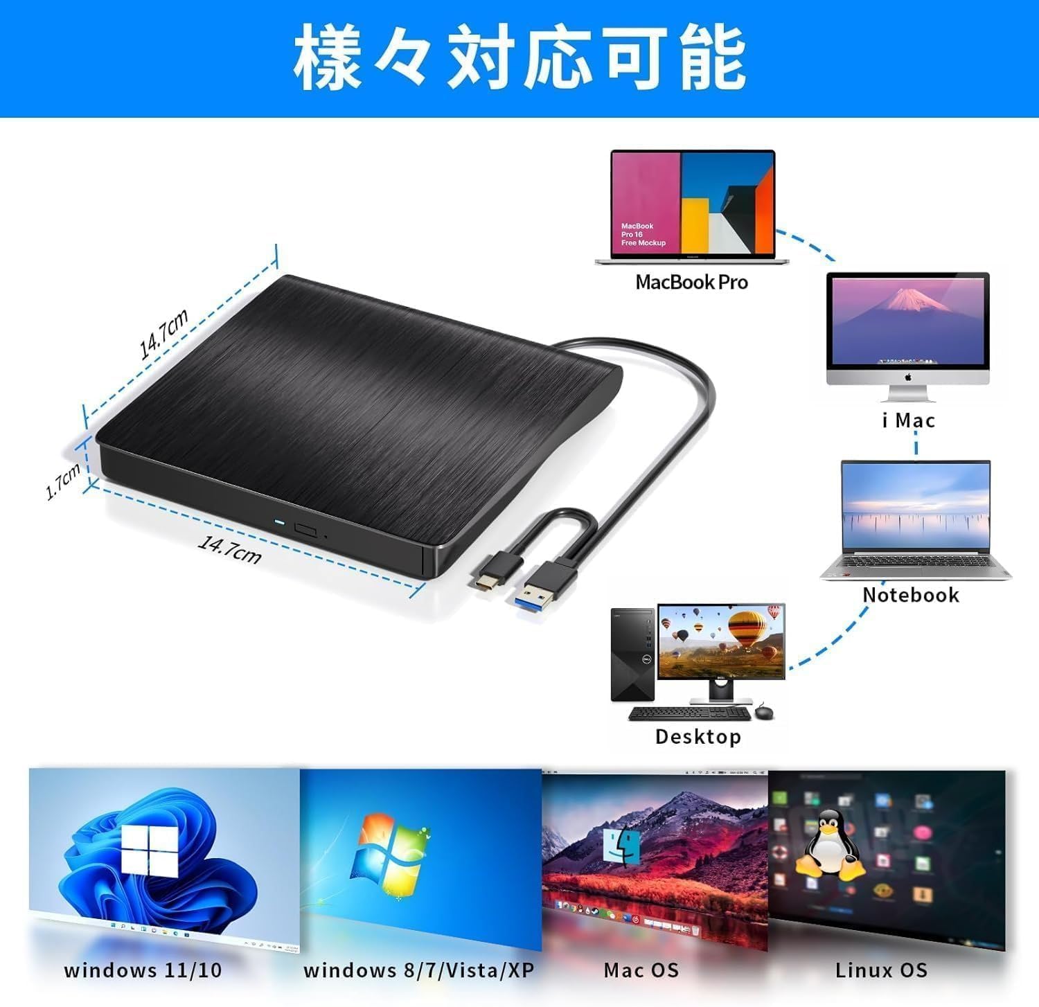 Amazon.co.jp: 外付けブルーレイドライブ 再生 読込み 書き込み USB-A